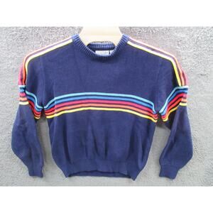Vintage PAT STUART Skiwear Ski Acrylic Sweater Rainbow Stripes Sz XL -Taiwan ROC